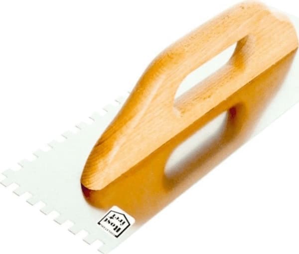 EPM stainless steel notched trowel wooden handle 380x130mm with 6x6 (E-323-6382)