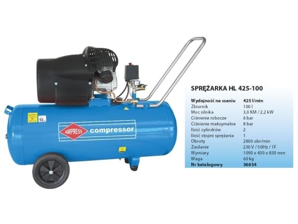 AIRPRESS OLJEKOMPRESSOR HL425-100 "V-ka" 100L, 425 l/min, 8 BAR
