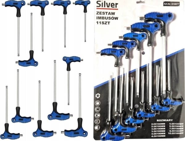 Sølv Sølv WKRETAKI 11szt. TYPE T HEX 2-10mm/Sølv