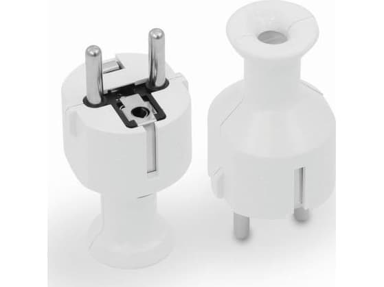 Volteo PLUG, STRAIGHT DEPLOYABLE UNI-SCHUKO, 2P + Z 16A, 250V WHITE