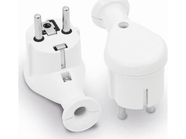 Volteo UNI-SCHUKO, 2P+Z 16A, 250V VALKOINEN kulmapistoke