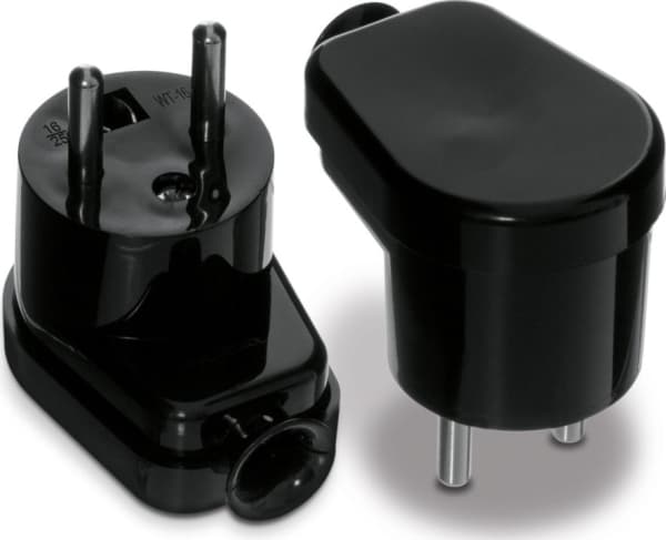 Volteo kulmapistoke, 2P+Z, 16A, 250V MUSTA