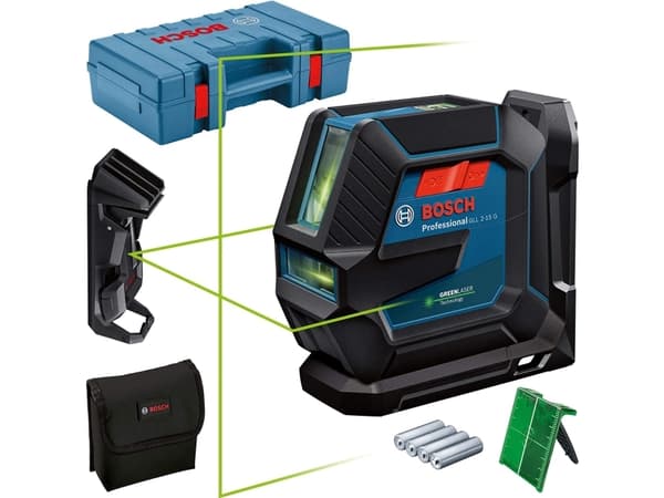 Bosch GLL 2-15 G Professional, 15 m, 0,3 mm/m, 4°, 4 s, Vaaka/Pysty, Vihreä