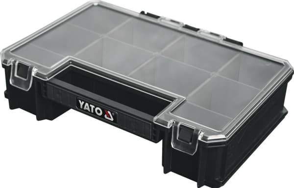 Yato YT-09177, Förvaringslåda för smådelar, Polypropylen, Svart, Transparent, 257 mm, 180 mm, 66 mm