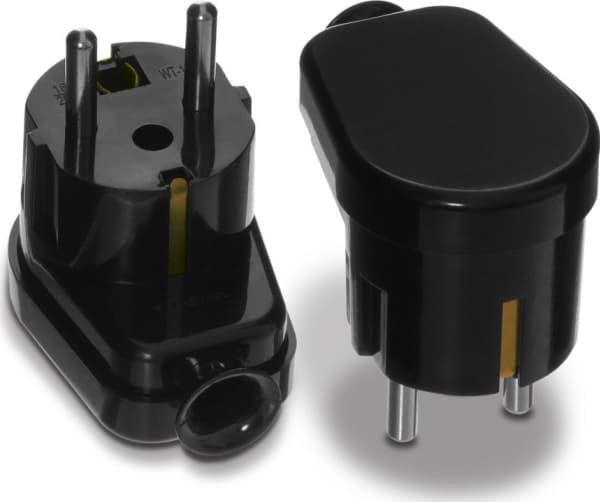 Volteo kulmapistoke UNI-SCHUKO, 2P+E 16A, 250V MUSTA