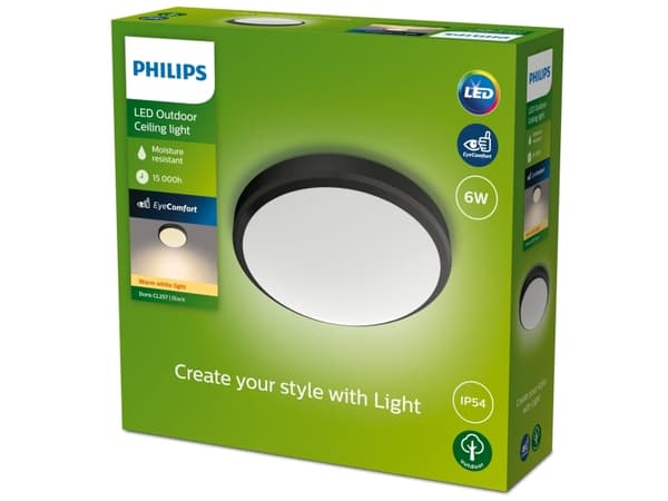 Philips Doris-taklampe, 6 W, Antrasitt, IP54, Hage, Terrasse, I, Tidsriktig, Hage, Terrasse