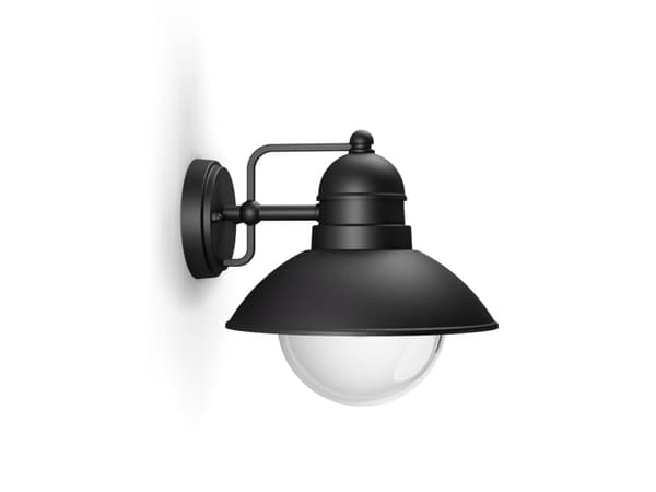 Philips myGarden Hoverfly-vegglampe, 60 W, E27, ingen pære, Vegglys, Sort, Aluminium, Glass, IP44, I, Overflatebehandlet Sort