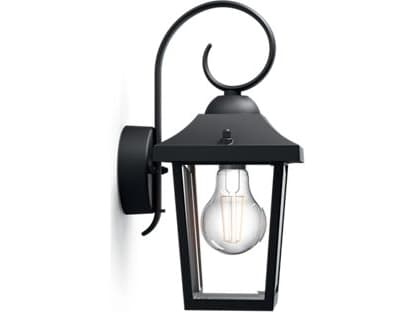Philips myGarden Buzzard vägglampa 60 W E27 ljuskälla medföljer inte, Väggbelysning för utomhusbruk, Svart, Gjuten aluminium, IP44, I, Ytmonterad