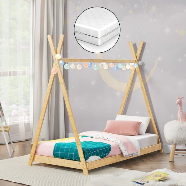 Juniorseng Vimpeli inkl.madras tipi telt 140x70 cm bambus [en.casa].