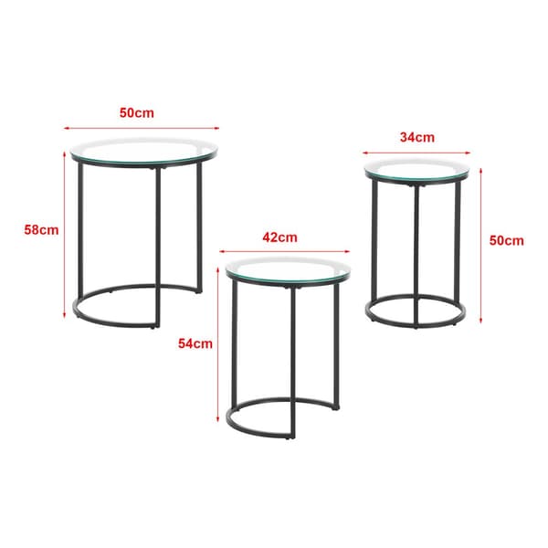 Soffbord Kyyjärvi set om 3 rund glas [en.casa]