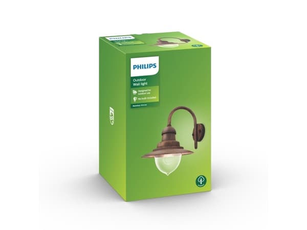 Philips myGarden Raindrop-vegglampe, 60 W, E27, ingen pære, Vegglys, Bronse, Aluminium, Plast, IP44, Hage, Terrasse, I