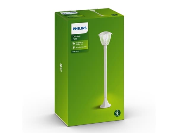 Philips myGarden Creek stolplampa 60 W E27 ljuskälla medföljer inte, Utomhus pelar-/stolpbelysning, Vit, Gjuten aluminium, IP44, Trädgård, Terass, I