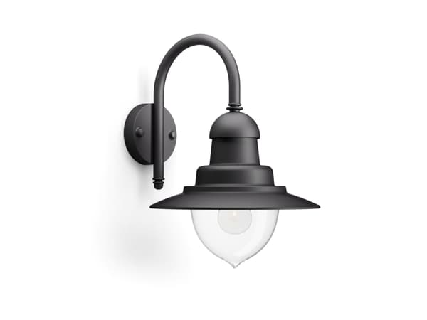 Philips myGarden Raindrop-vegglampe, 60 W, E27, ingen pære, Vegglys, Sort, Aluminium, Syntetiske, IP44, Hage, Terrasse, I Sort
