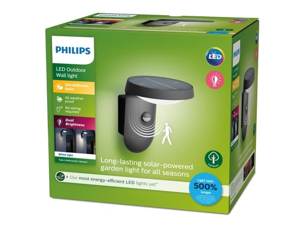 Philips Tyla vägglampa 1,2 W, Väggbelysning för utomhusbruk, Svart, IP44, Fasad, Modern, Trädgård, Terass
