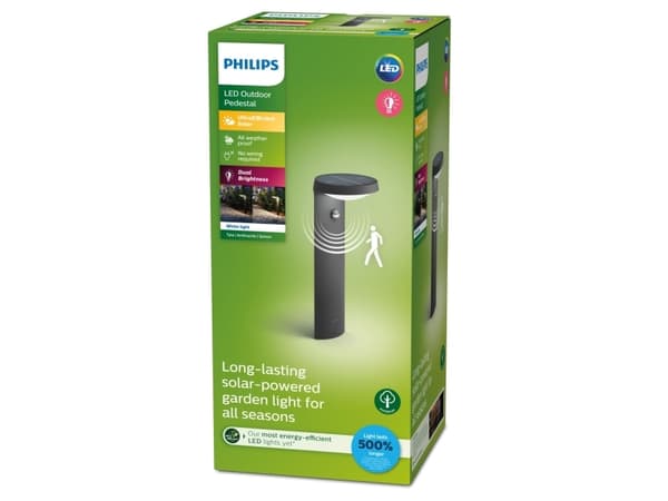 Philips Tyla-sokkel/stilys, 1,2 W, Utendørs sokkel/stang-belysning, Sort, IP44, Hage, Tidsriktig, Hage, Terrasse