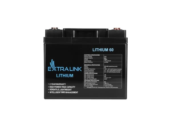 Extralink EX.30448, 60000 mAh, 768 Wh, Litiumjernfosfat (LiFePO4), 12,8 V, Sort, 1 stk.