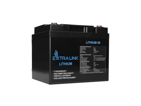 Extralink EX.30448, 60000 mAh, 768 Wh, Litiumjernfosfat (LiFePO4), 12,8 V, Sort, 1 stk.