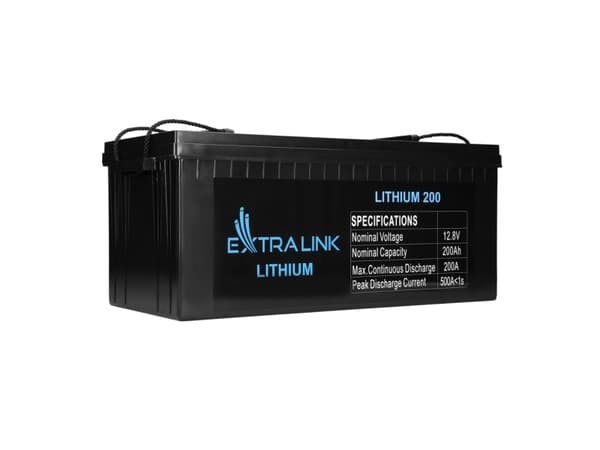 Extralink EX.30479, 200 000 mAh, 2560 Wh, Litiumjernfosfat (LiFePO4), 12,8 V, Sort, 1 stk.