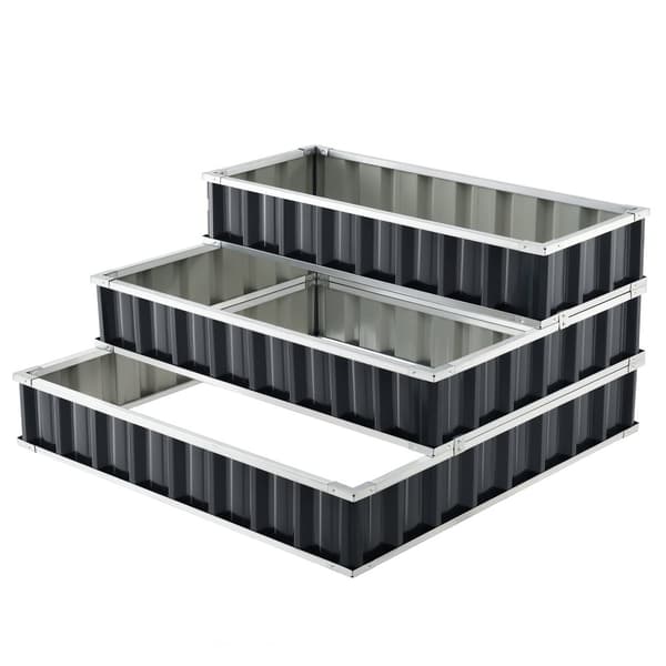Odlingslåda Renswoude 3-nivåer 118x118x60 cm stål [en.casa]