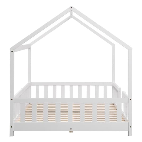 Juniorsäng Sisimiut hussäng 200x120cm furu vit med sängskydd [en.casa]