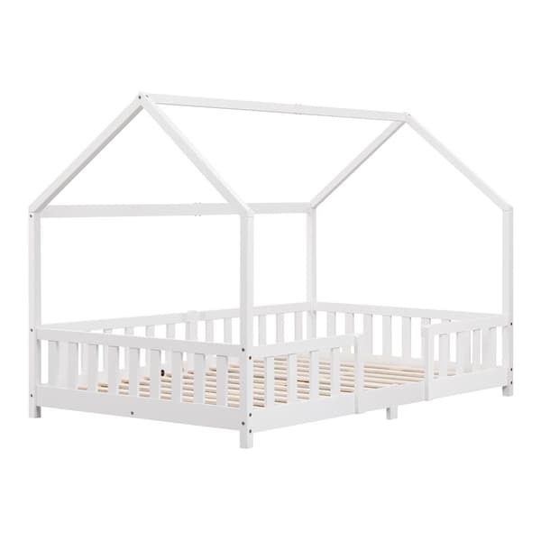 Juniorsäng Sisimiut hussäng 200x120cm furu vit med sängskydd [en.casa]