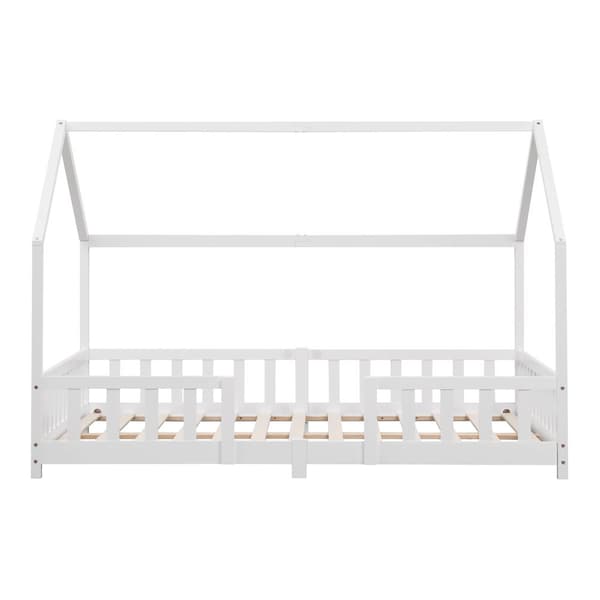 Juniorsäng Sisimiut hussäng 200x140cm furu vit med sängskydd [en.casa]
