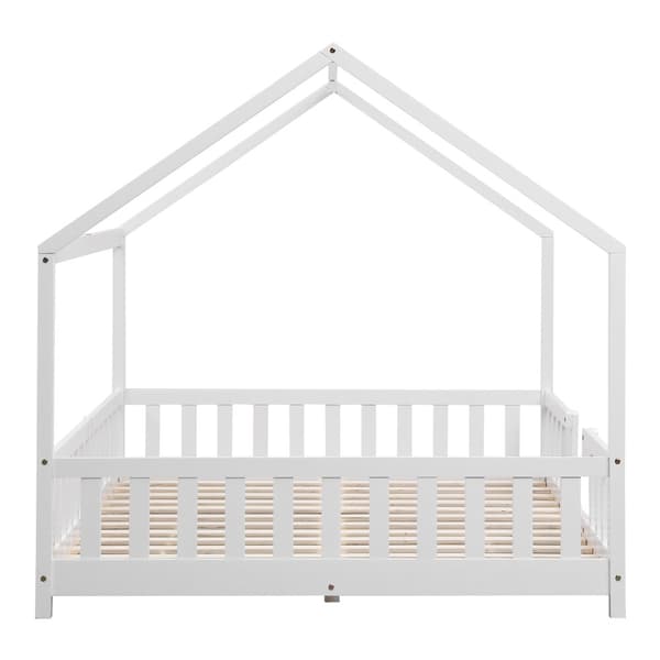 Juniorsäng Sisimiut hussäng 200x140cm furu vit med sängskydd [en.casa]