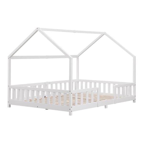 Juniorsäng Sisimiut hussäng 200x140cm furu vit med sängskydd [en.casa]