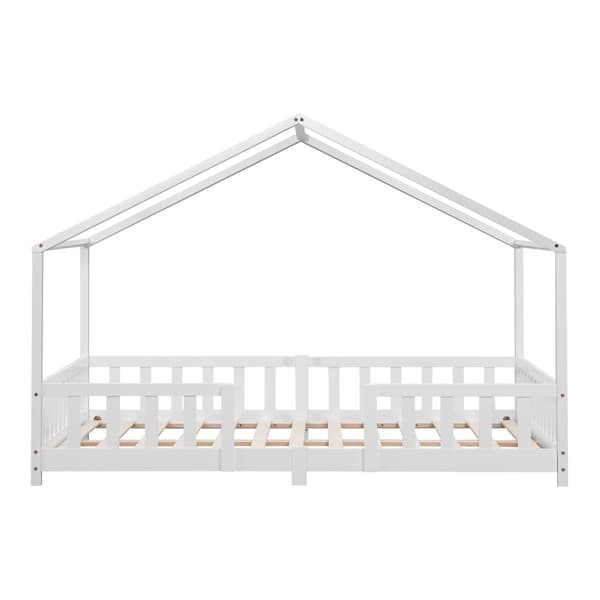 Hussäng Treviolo med sängskydd 200x120cm furu vit max. belastning 200 kg [en.casa]