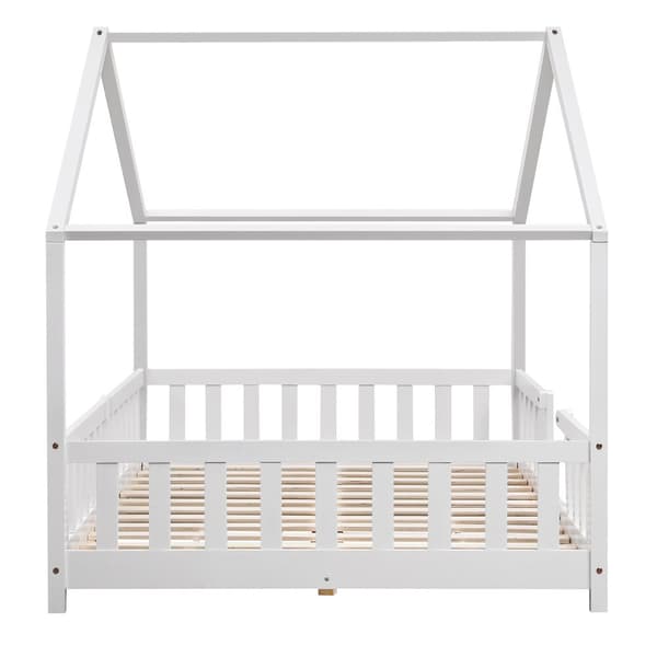 Hussäng Treviolo med sängskydd 200x120cm furu vit max. belastning 200 kg [en.casa]