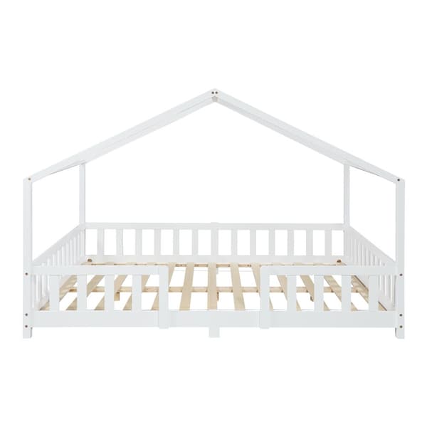 Hussäng Treviolo med sängskydd 200x140cm furu vit max. belastning 200 kg [en.casa]