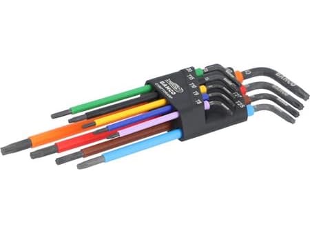 Bahco TORX®-nyckelsats med färgade nycklar, lång modell, 9 delar