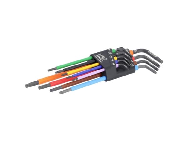 Bahco TORX®-nyckelsats med färgade nycklar, lång modell, 9 delar