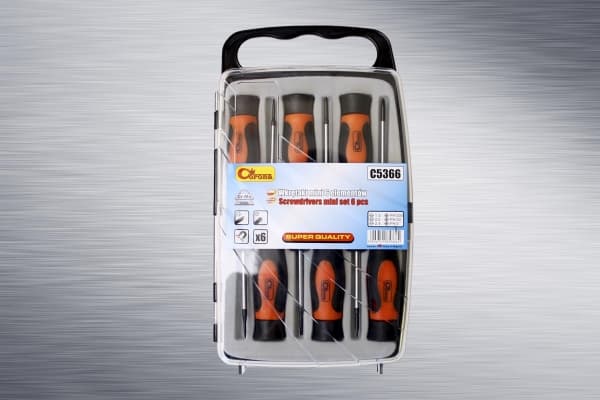 Corona Mini skrutrekker 6 elementer flat og kryss - C5366