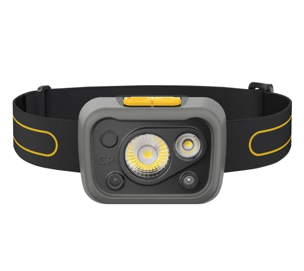 GP Lighting Discovery, Hovedbånd lommelygte, Sort, Plast, 5 m, IPX5, CE, UKCA, RoHS, IEC62471 musta