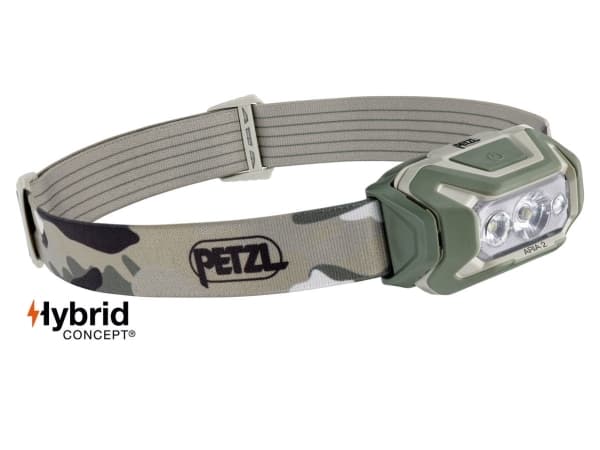 Petzl Aria 2 RGB, Hodebåndslommelykt, Kamuflasje, Duraluminium, Gummi, Knapper, 1 m, IP67