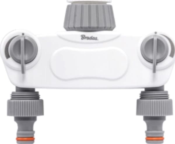 Bradas - 2-veis manifold med ventiler på kranen 1 tommer med reduksjon til 3/4 tommer