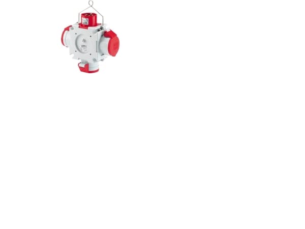 BALS CEE KrydsfordelerH6 400V 32A 5 polet, rød1 tilgang og 3 afgange, 213x223 mmIP44, polyamid