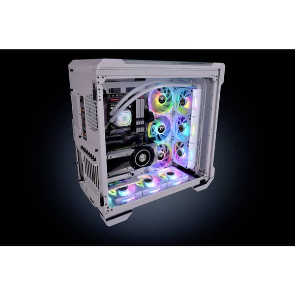 Thermaltake CL-F161-PL12SW-A Chassi-fläkt Vit, Transparent, RGB (B x H x D) 120 x 120 x 25 mm Inkl. RGB-belysningsstyrn