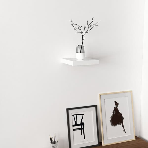 Vägghylla Bredebro 3,6x23x23 cm vit [en.casa]