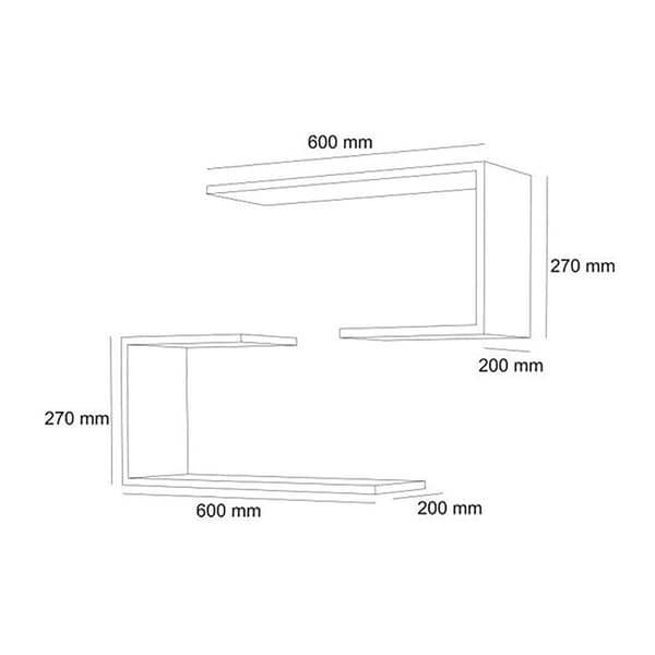 Vägghylla Årslev set om 2 svart 27x60x20 cm [en.casa]