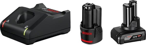 Bosch 1 x GBA 12V 2,0Ah + 1 x GBA 12V 4,0Ah + GAL 12V-40 Professionellt hushållsbatteri AC Svart, Röd