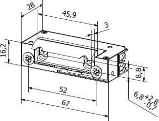 Eura XS12R elektromagnetisk lås, symmetrisk, vendbar, 16,5 mm DC