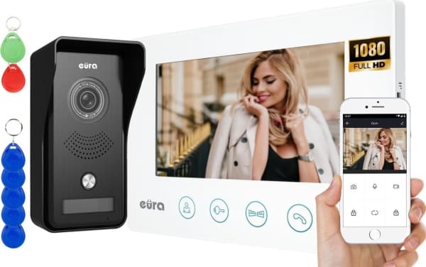 Eura video-ovien sisäänkäyntijärjestelmä EURA VDP-42A3 GAMMA Plus, TUYA, valkoinen, Wifi, 2 tuloa, lukulaite