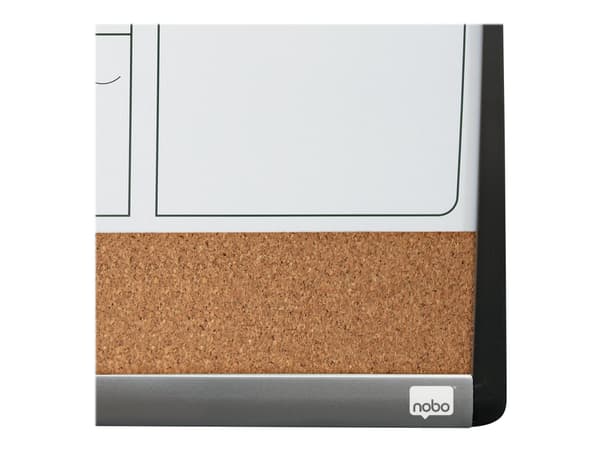 Nobo Quartet - Kombinationstavla: whiteboardtavla, anslagstavla - 585 x 430 mm - Kork - magnetisk - svart/silver-ram