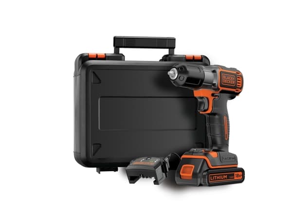 Black & Decker Black + Decker AutoSense batteridrevet drill, drill (18V 1,5Ah, med automatisk dreiemomentinnstilling, inkludert batteri og 90min hurt
