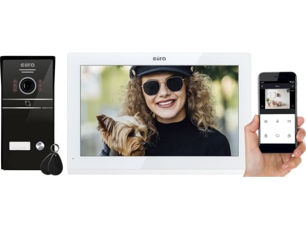 Eura Video intercom EURA VDP-98C5 - hvit, touch, LCD 10'', AHD, WiFi, bildeminne, SD 128GB