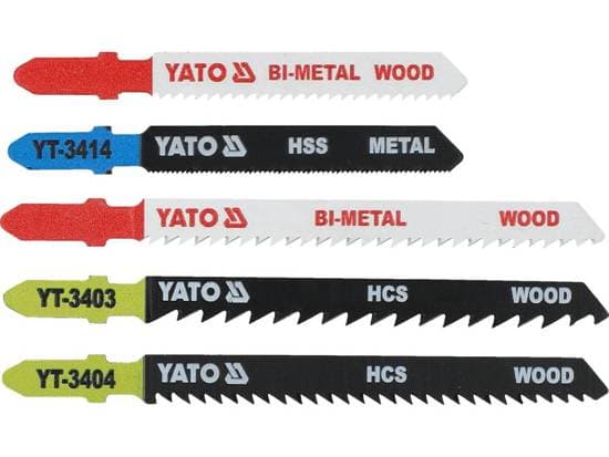 Yato YT-3445, Figursågblad, Spånskiva, Träfiberskiva, Hårt träslag, Laminerad panel, Metall, Plywood, Mjuka träslag, Trä, Stål med hög kolhalt (HCS),