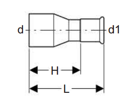Mapress reduktion rustfri 54x28 mm