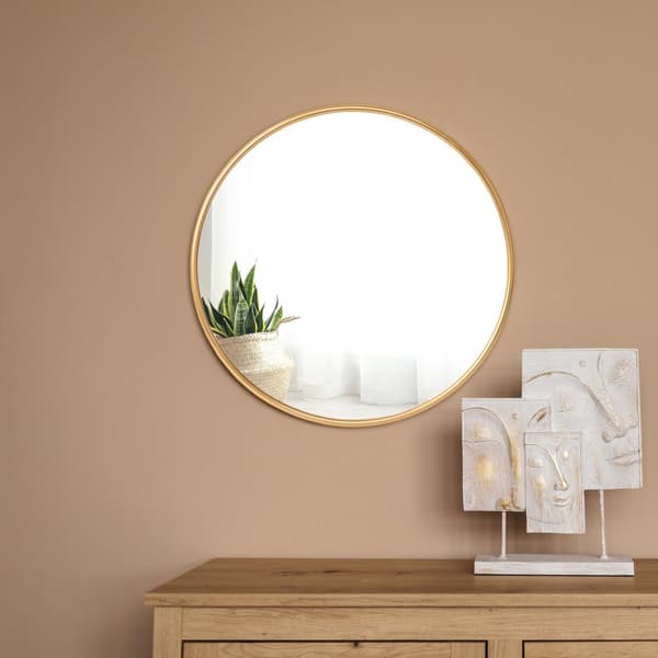 Väggspegel Ordona Ø60 cm aluminium rund guld [en.casa]